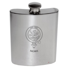 More Family Crest 6oz Polished Pewter Kidney Flask