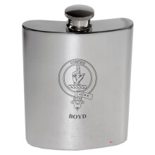 Boyd Family Crest 6oz Polished Pewter Kidney Flask