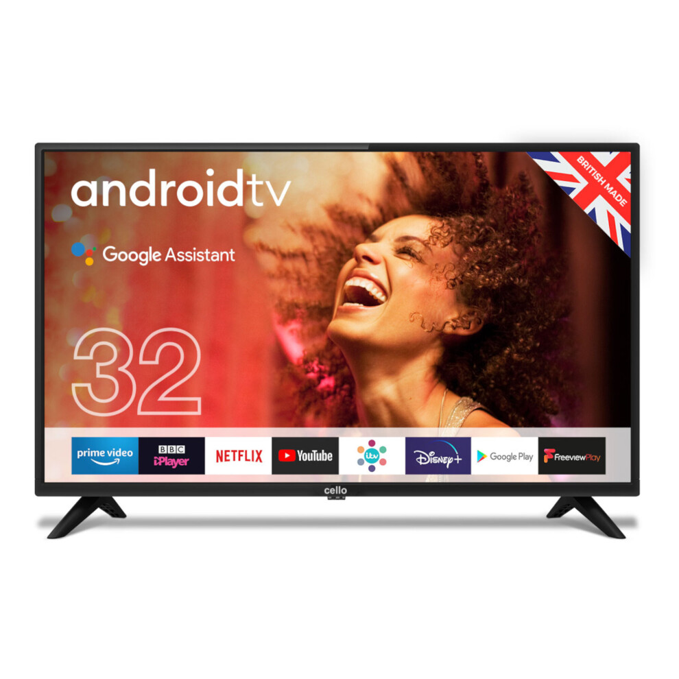 Cello 32" Inch HD Ready LED Smart Android TV with Google Assistant and Freeview