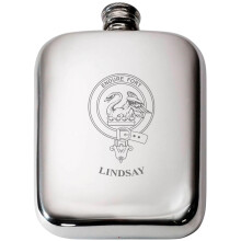 Lindsay Scottish Clan Crest Name Pewter Hip Flask 6oz