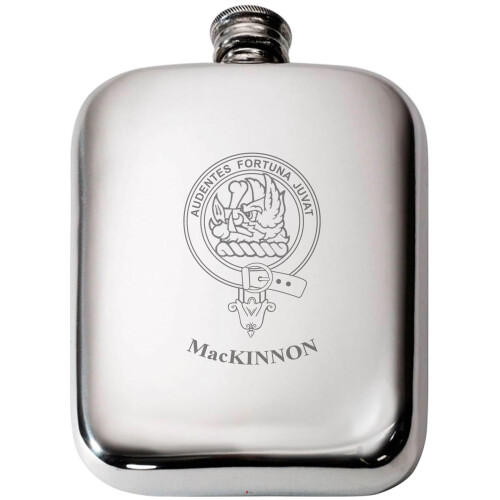 Mackinnon Scottish Clan Crest Name Pewter Hip Flask 6oz