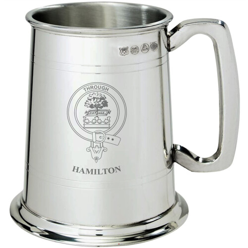 Hamilton Clan Crest Tankard 1 Pint Pewter