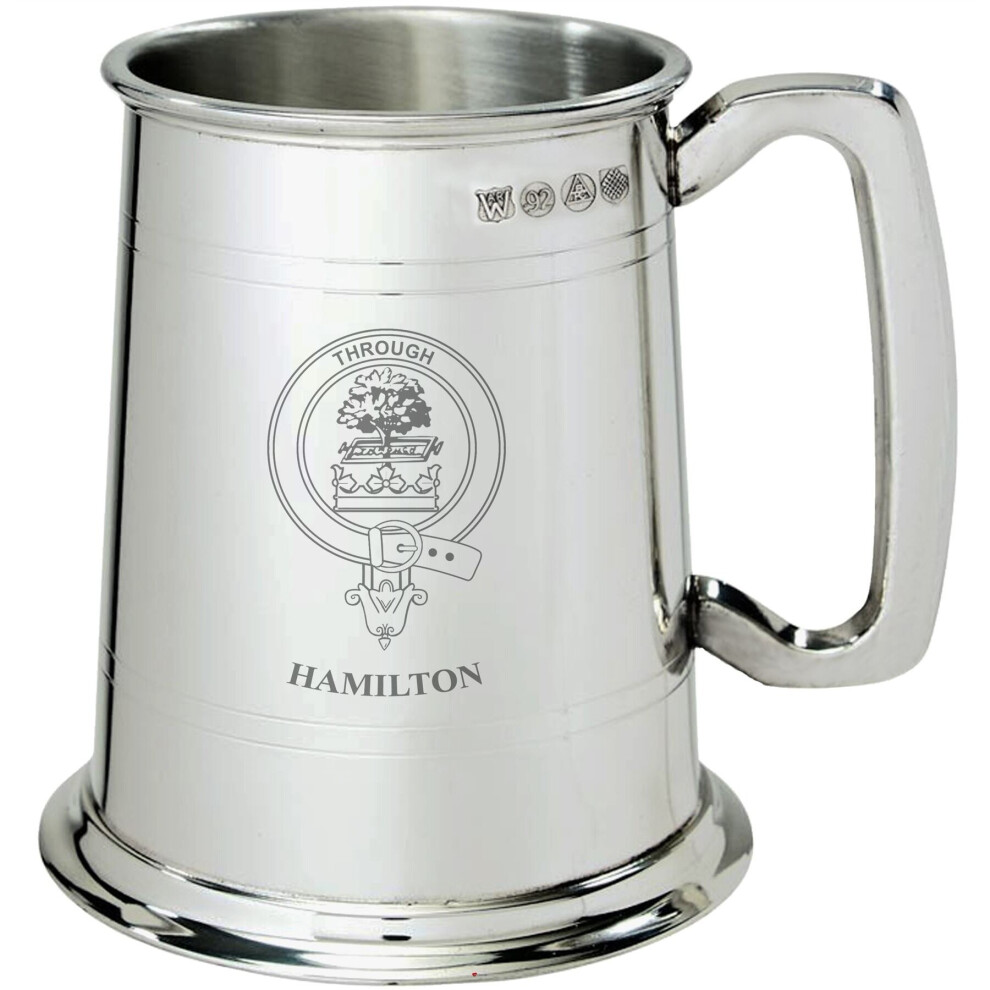 I Luv Ltd Hamilton Clan Crest Tankard 1 Pint Pewter