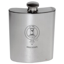 Houston Family Crest 6oz Polished Pewter Kidney Flask