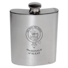 MacDonald of Sleat Family Crest 6oz Polished Pewter Kidney Flask