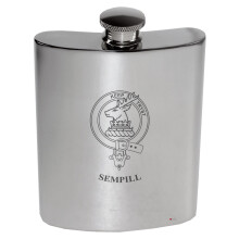 Sempill Family Crest 6oz Polished Pewter Kidney Flask