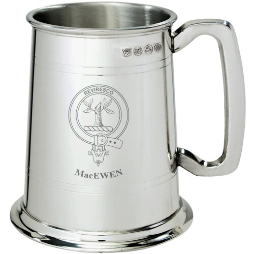 MacEwen Clan Crest Tankard 1 Pint Pewter