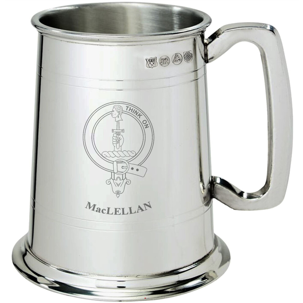 MacLellan Clan Crest Tankard 1 Pint Pewter