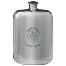 MacShannachan Family Crest Design Pocket Hip Flask 6oz Rounded