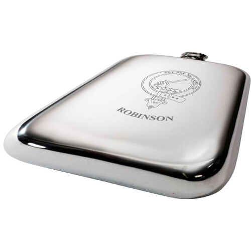 Robinson Scottish Clan Crest Name Pewter Hip Flask 6oz 1