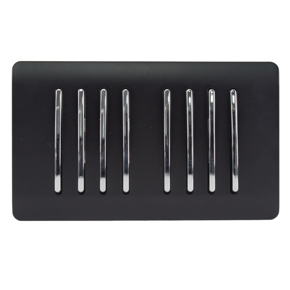 Trendi Switch Trendi 8 Gang 2 Way Rocker Double Plate Tactile Light Switch - Matt Black - Image 3