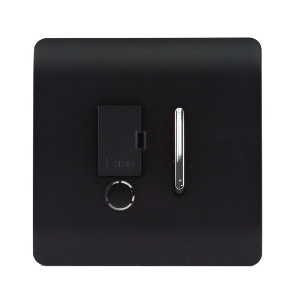 Trendi Switch Screwless Artistic Modern Glossy Tactile 230V Switched 13 A Single Fused Spur Connection Unit w/Flex Outlet Chrome Rocker in Matt Black - Art-FSMBK - Image 4