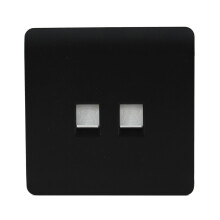 Trendi Artistic Modern Tactile 2 Gang Telephone Socket Matt Black