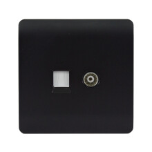 Trendi TV Co-axial RJ45 Cat 5e PC Ethernet Socket Matt Black