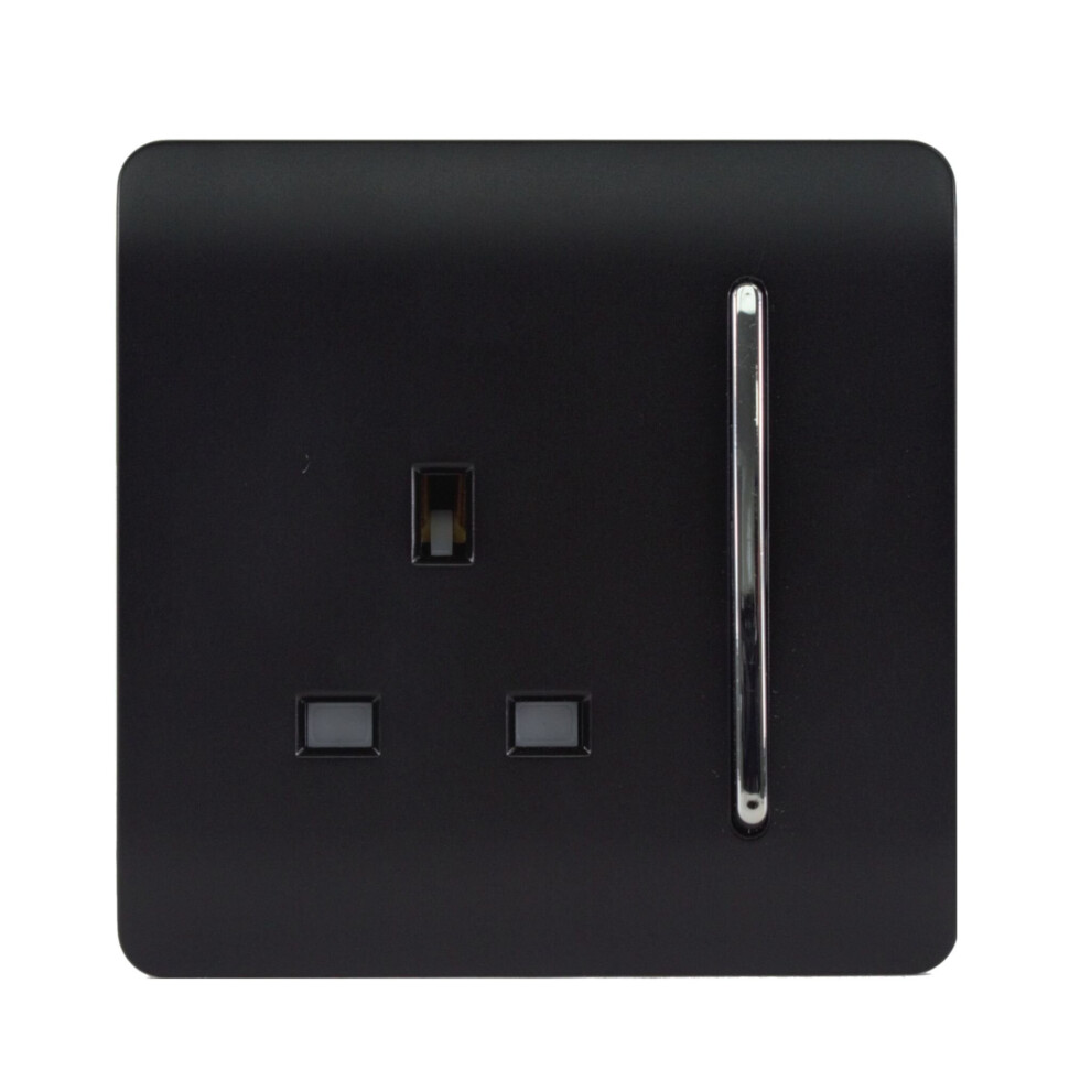 Trendi Switch Black 1 Gang 13 Amp Switched Plug Socket In Matt - Image 3