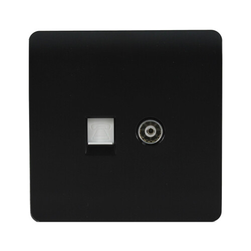 Trendi Switch Trendi TV Co-axial Socket + Telephone Socket Matt Black