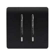 Trendi 2 Gang 2 Way Modern 10 Amp Rocker Light Switch Matt Black