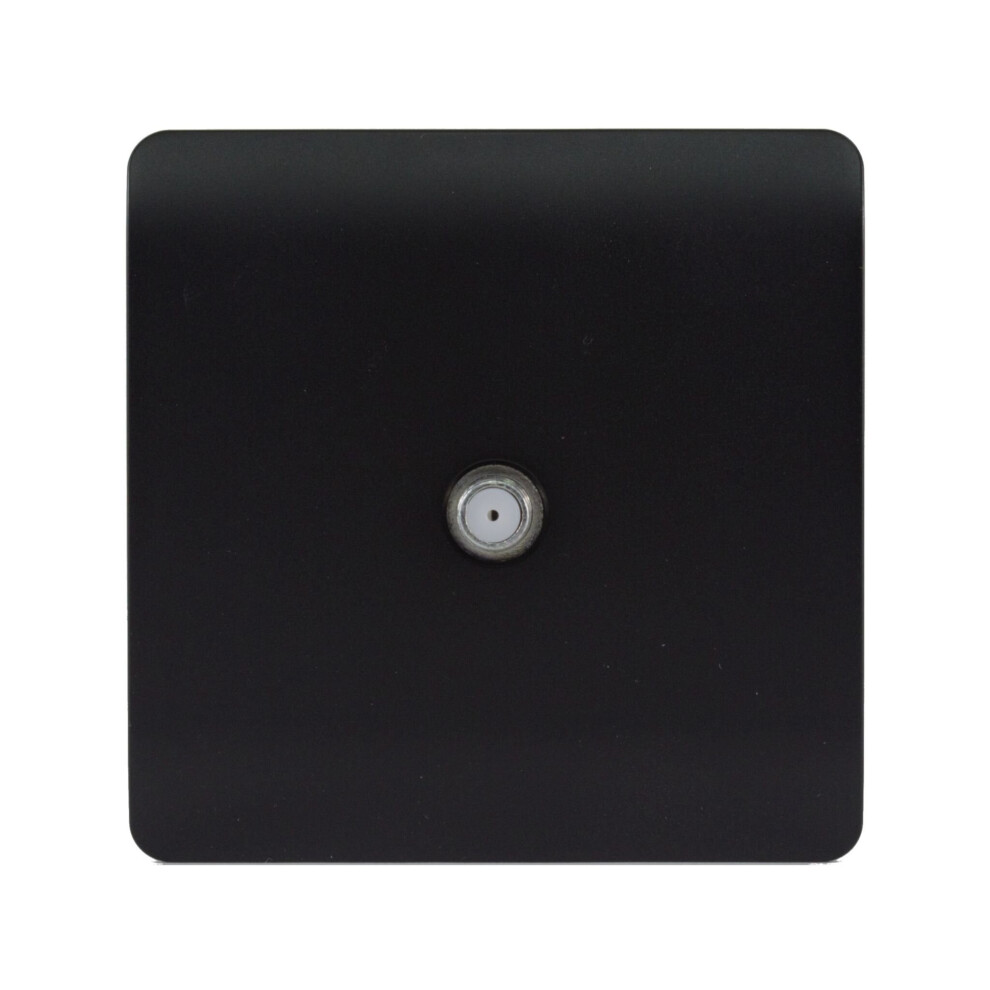 Trendi 1 Gang Modern Screwless Television Satellite Socket Matt Black