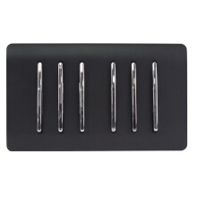 Trendi Modern 6 Gang 2 Way Rocker Double Plate Light Switch Matt Black