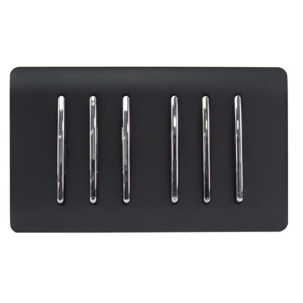 Trendi Switch Trendi Modern 6 Gang 2 Way Rocker Double Plate Light Switch Matt Black