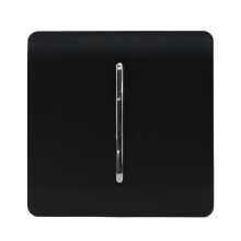 Trendi 1 Gang 3 Way Intermediate Matt Black Rocker Light Switch - 10A, Screwless Faceplate, Indoor ABS, ART-SS9MBK