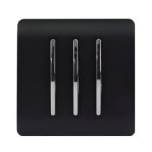 Trendi 3 Gang 2 Way Modern 10 Amp Rocker Light Switch Matt Black