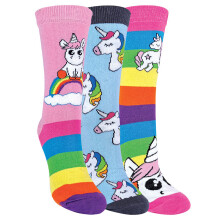 (9-12 K, Regenbogen) Sock Snob - 3er Pack Kinder Regenbogen Socken Stricken | Bunt Einhorn Eocken Mädchen