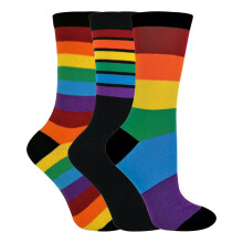 (12-Mar, Regenbogen) Sock Snob - Sock Snob - 3er Pack Kinder Regenbogen Socken Bunt Streifen für Jungen Mädchen