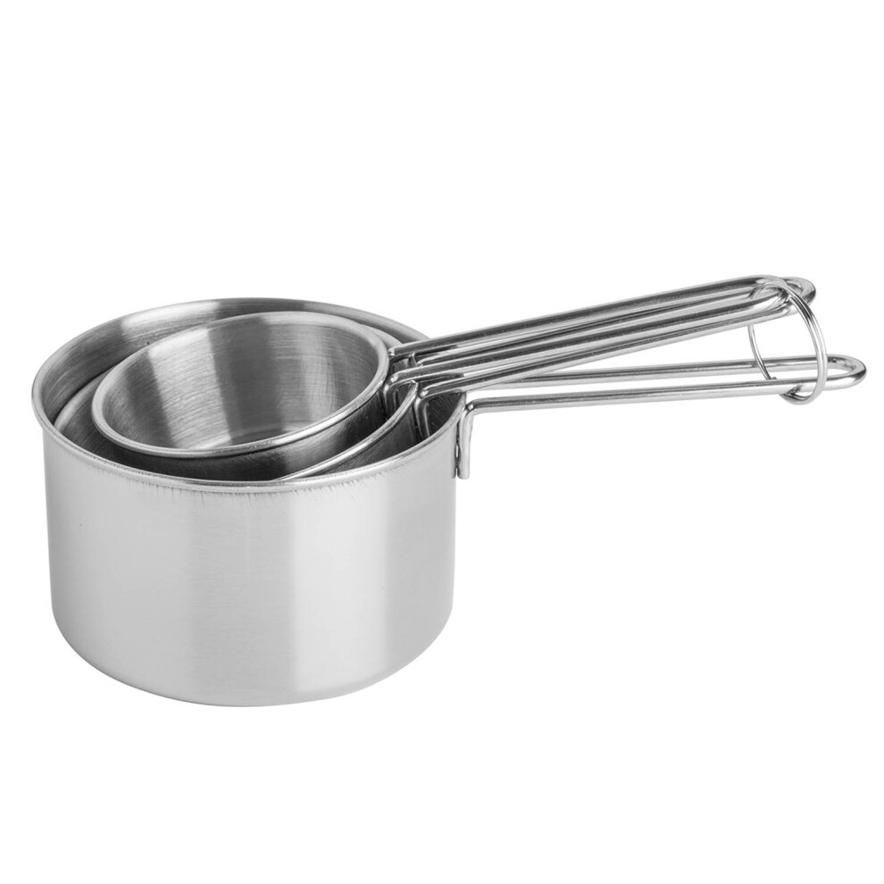 Set of 3 Stainless Steel Measuring Cups Spoons Baking Kitchen Tool Measure Fluid