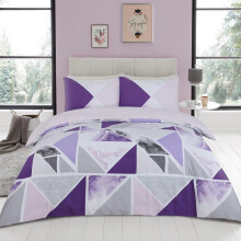 Mila Triangles Marble Stripes Purple Grey King Bed Duvet Quilt Cover Bedding Set