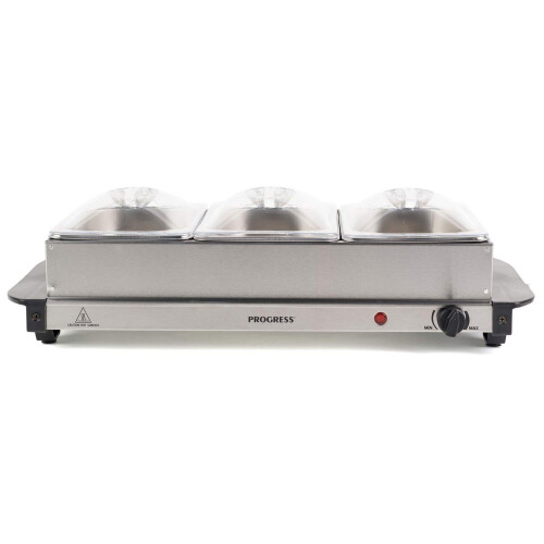 200W Buffet Server Warming Tray Hotplate 3 Sections Food Warmer Serving Station 2