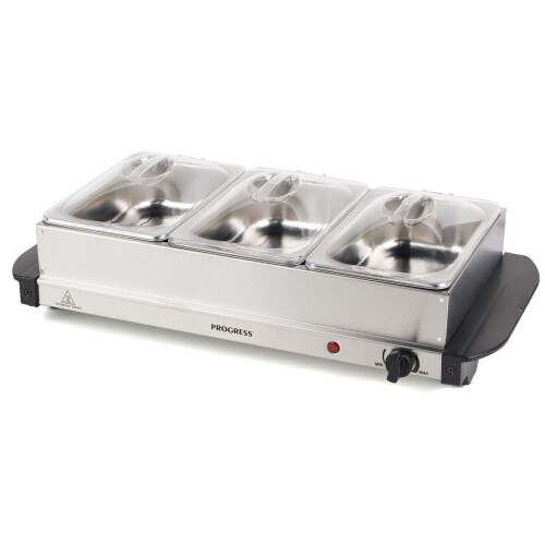 200W Buffet Server Warming Tray Hotplate 3 Sections Food Warmer Serving Station