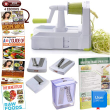 Brieftons 5-Blade Spiralizer (BR-5B-02): Strongest-and-Heaviest Duty Vegetable Spiral Slicer, Best Veggie Pasta Spaghetti Maker for Low Carb/Paleo
