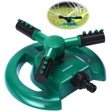 WISDOMWELL Wisdom Garden Sprinkler – Automatic 360-degree Rotating 3-Arm Lawn Sprinkler for Even Watering & Easy Lawn Care