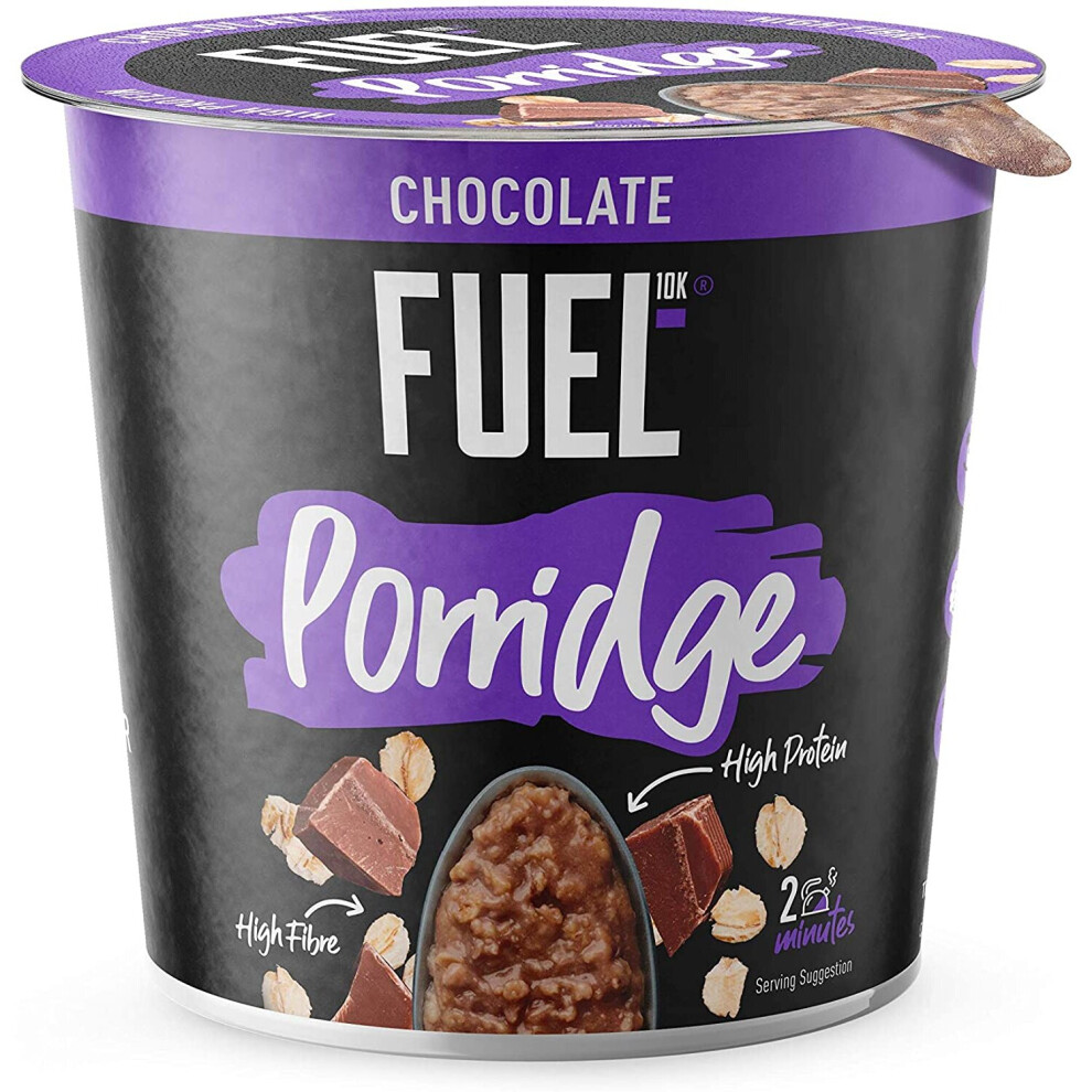 FUEL10K Porridge Pots, Chocolate - 8x70g - High Protein On the Go Breakfast