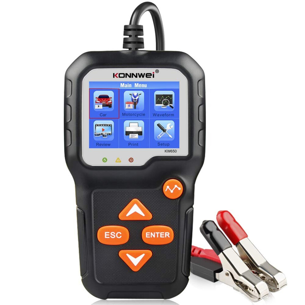 Konnwei Kw650 6V 12V Car Battery Tester, 100-2000 Cca Battery Load Tester Automotive Battery And Alternator Tester For Vehicles Marine Motorcycle 791974311307
