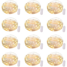 (2Pcs 2M) Christmas Decoration Lights 1M/2M/3M Battery Operated LED Waterproof Copper Wire Fairy String Lights Warm White