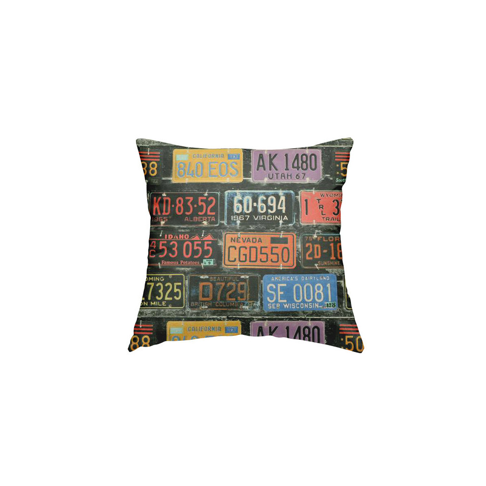 (Medium) Chenille Fabric Number Plate Inspired Purple Black Pattern Cushions Piped Finish Handmade To Order-image-OPC-P7D7DS6-NEW