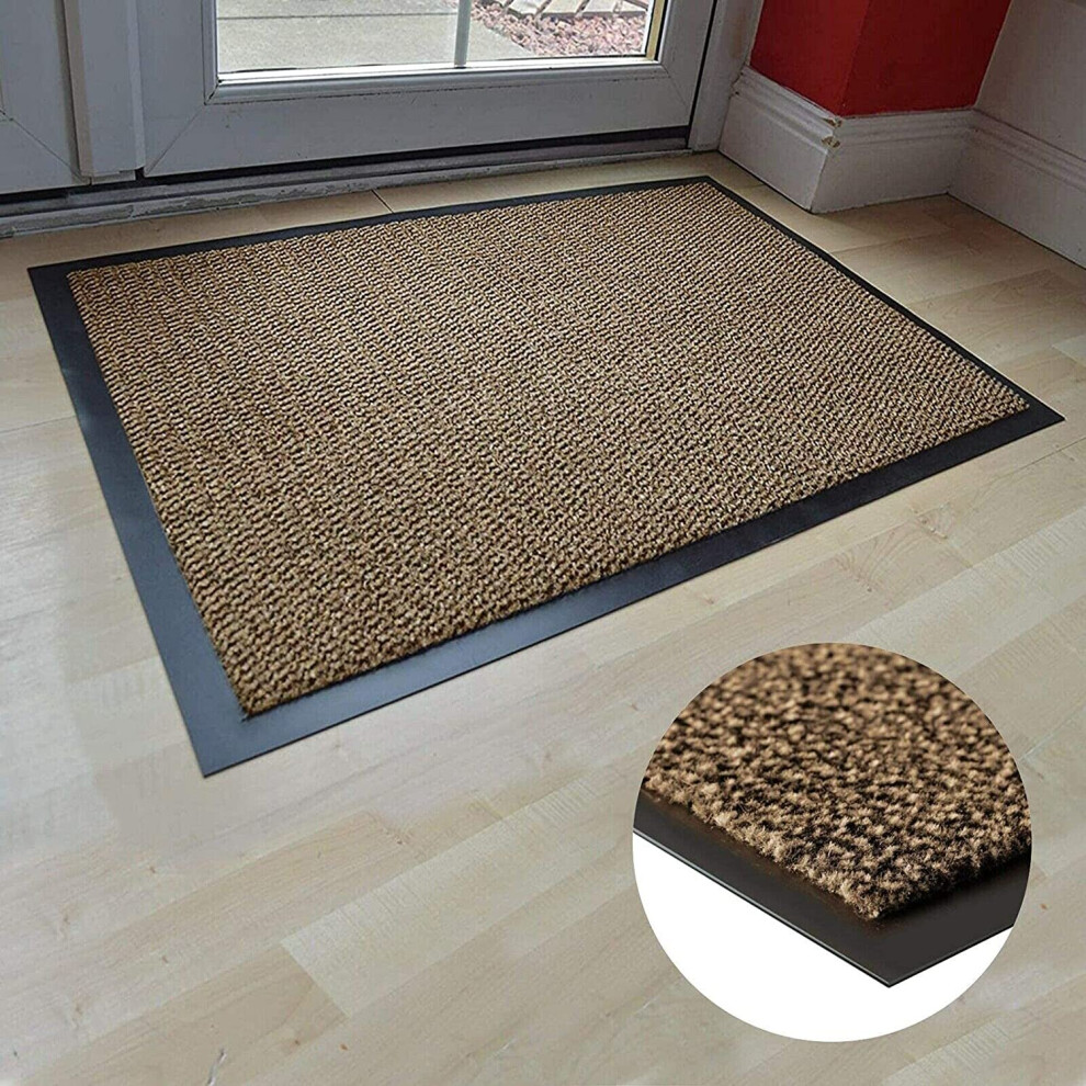 (Brown , 90cm x 150cm) ABASEEN HEAVY DUTY NON SLIP RUBBER BARRIER RUG