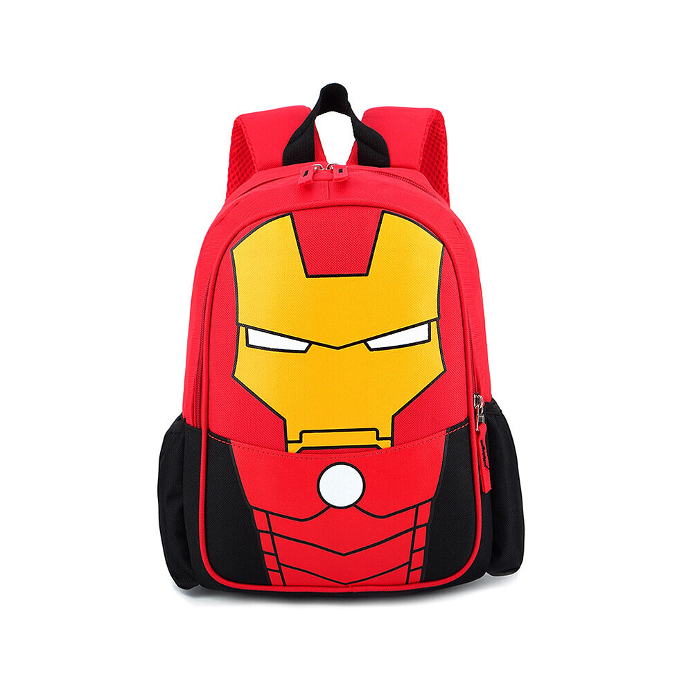 (Red-Ironman) Kids Superhero School Bag Spiderman Superman Backpack Rucksack Multicoloured