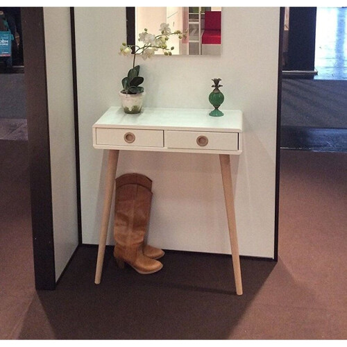 Steens Soft Line Retro Style Hall / Console Table In White.