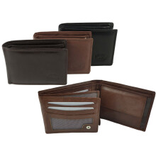 (Black) Mens Quality Soft Leather Wallet by London Leather Goods Trifold Stylish
