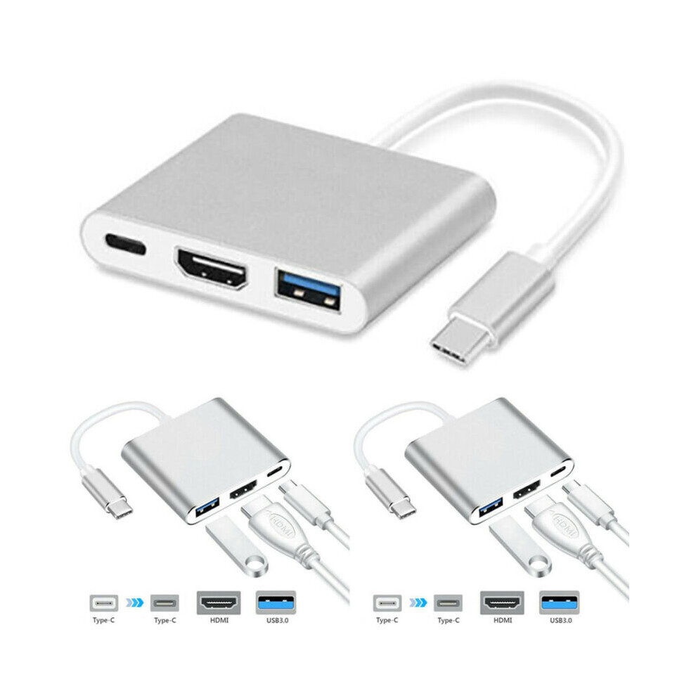 3 In 1 Type C To Usb-C 4K Usb 3.0 Hub Otg Adapter Cable Hdmi For Apple Macbooks 699346001156