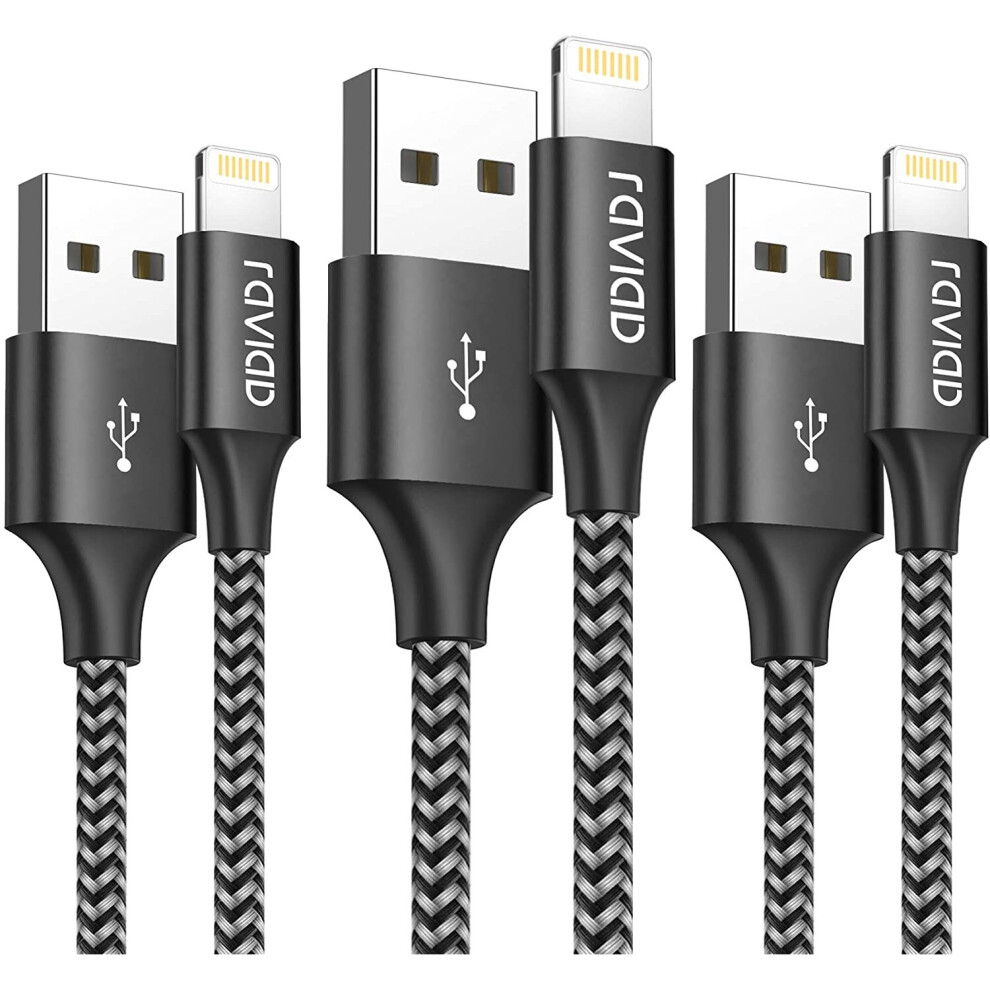 Raviad Iphone Charger Cable, Lightning Cable [3Pack 2M, Mfi Certified] Iphone Charger Nylon Braided Fast Iphone Charging Cable Lead For Ipho 744101206779