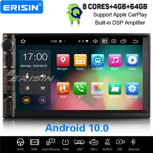 8-Core Android 10.0 Universal Double Din GPS DSP Car Stereo DAB+ Sat Nav Bluetooth CarPlay WiFi 1