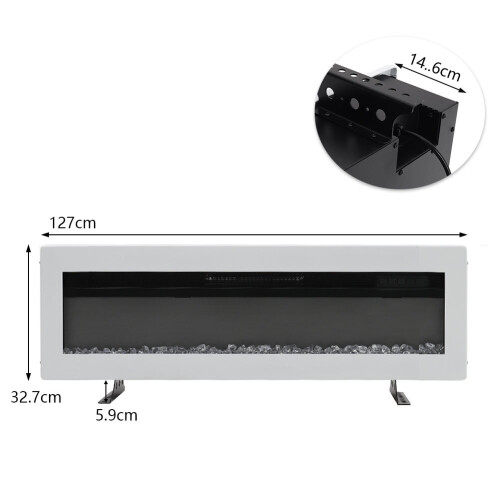 Living And Home (White) 50 Inch Insert/Wall Mounted LED Electric Fireplace 2