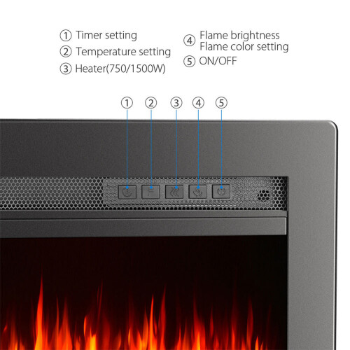 Living And Home (Black) 50 Inch Insert/Wall Mounted LED Electric Fireplace 2
