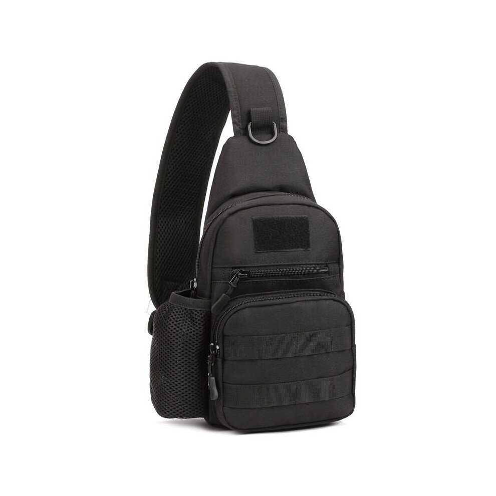 (Black) Men Shoulder Bag Waterproof Chest Bag Outdoor