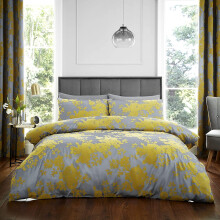 Catherine Lansfield Velvet Rose Ochre Super King Size Duvet Cover Set Bedding Bed Quilt