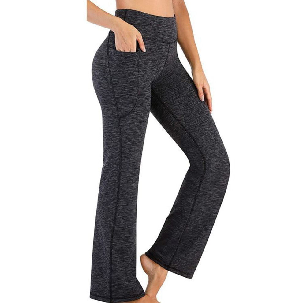 (Gray, L) Women'S Yoga Pants Loose Wide Leg Pants Pockets